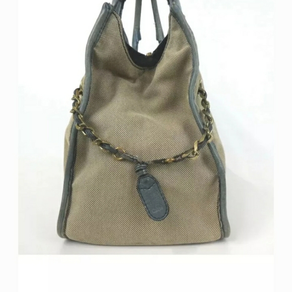 AUTHENTIC CHLOE HARLEY TOTE BAG CANVAS/BLUELEATHER - Picture 3 of 16